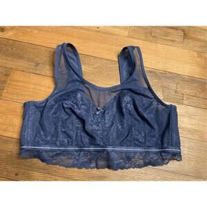 Cacique 18/20 unlined no wire blue lace bra bralette womens sexy
